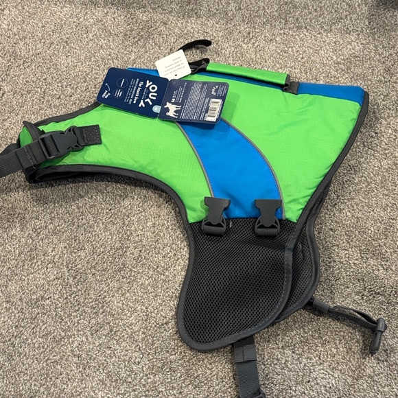 Green and Blue Dog Life Jacket - Picture 1 of 5